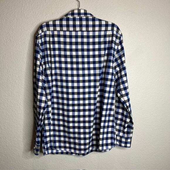 Tommy Hilfiger Sz 17/34-35 Slim Fit Long Sleeve Blue Checked Dress Shirt - Picture 4 of 10